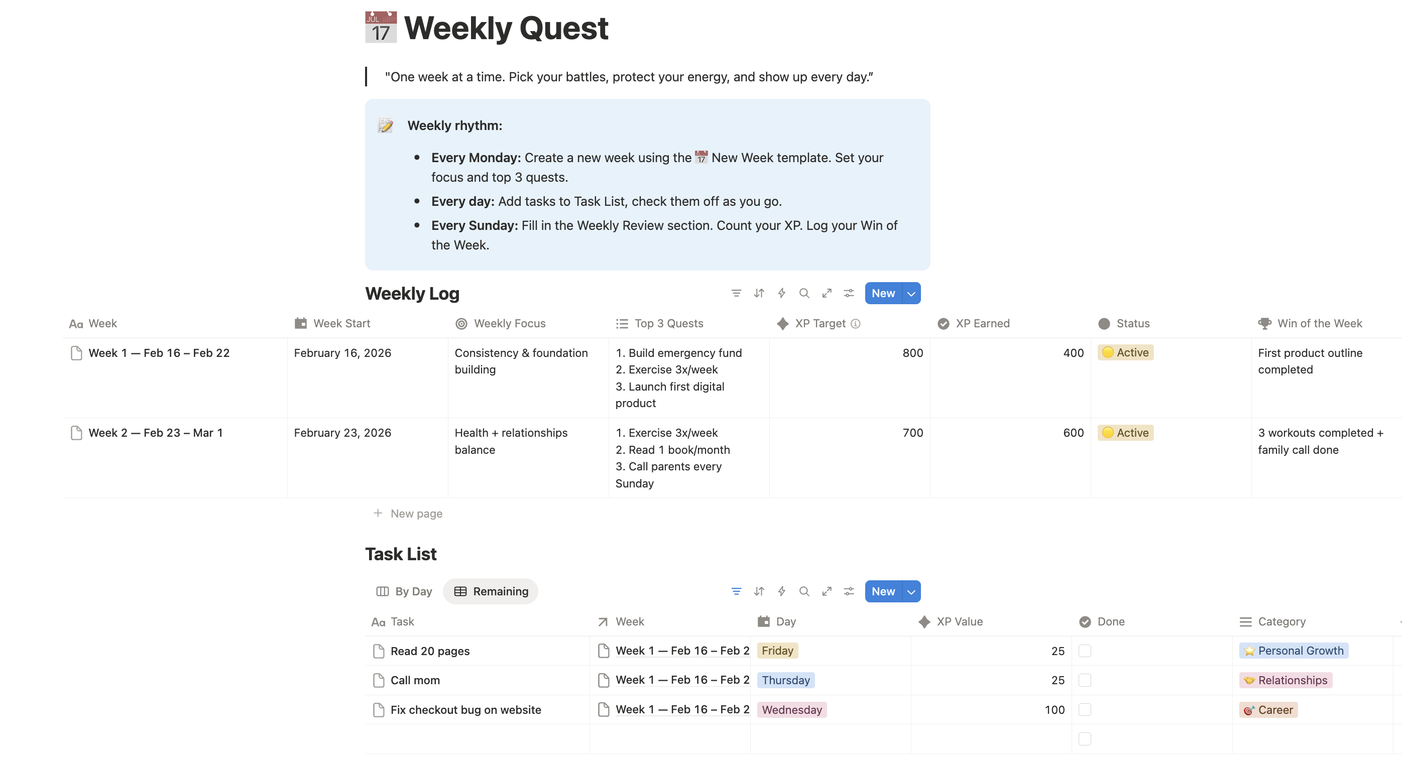 ๐
Weekly Quest