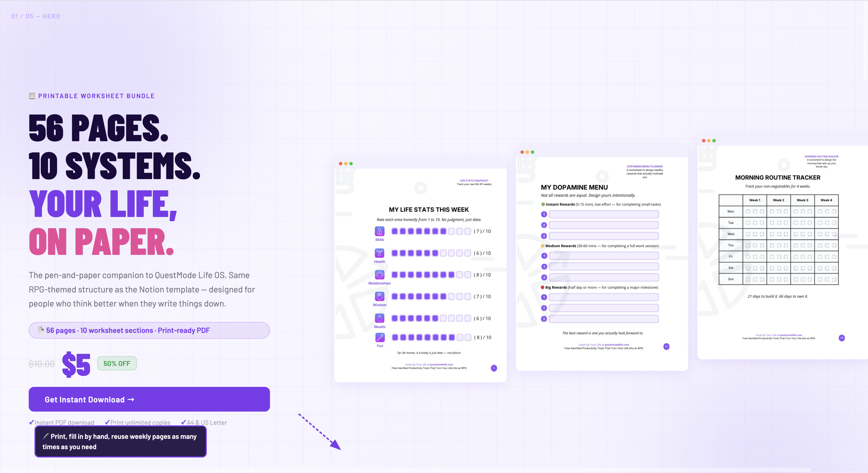 Worksheet Bundle โ 10 sections overview